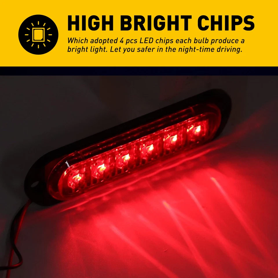 Luces de señalización laterales LED de 4,4" para remolque de camión luz lateral ovalada roja 4~20 un. Foto 3 de 4