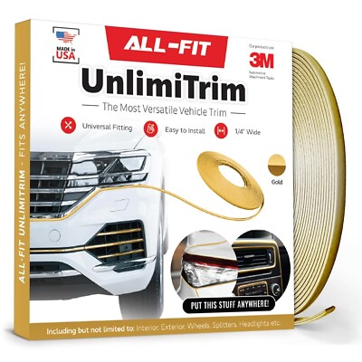 All-Fit UnlimiTrim Universal 1/4'' Decorative Trim Molding Fits Anywhere (Gold)