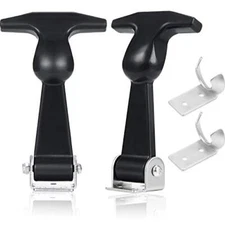Elastic Stainless Steel Rubber Hood Catch T-Handle Hasp w/ Brackets for Toolbox