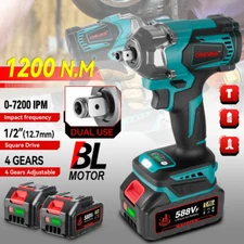 Brushless Wrench 1/2Inch Cordless Electric Wrench Socket Screwdriver Power Tools