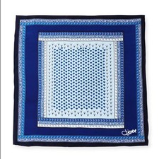 Diane von Furstenberg Silk Zen Midnight Blue Square Scarf, Light Blue, NWT 