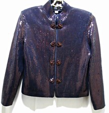 Spectacular St. John Couture Aubergine Sequined Jacket sz 4