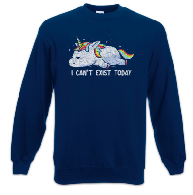 I Can't Exist Today Sweatshirt Pullover Einhorn Einhörner Schlafen Schlaf Müde