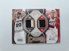 MANU GINOBILI Jerryd Bayless 2009-10 SP Game Used Dual Jersey Card /99 Spurs