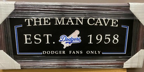 Los Angeles Dodgers Man Cave Sign Framed Embroidered Team 2014 - 第 1/1 張圖片