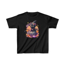 Halloween T-Shirt for Kids  Cute T-Shirt for Kids  Black Cat Halloween Shirt