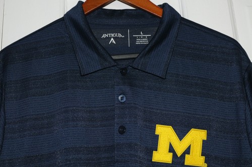 Michigan Wolverines Men's Polo Shirt Navy - Antigua - EUC Size L - Picture 4 of 11