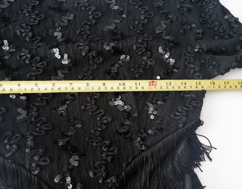 Vintage 80er Kleid Größe 9 10 Medium Fransen Pailletten schwarz Party Flapper formell 90er - Bild 8 von 11