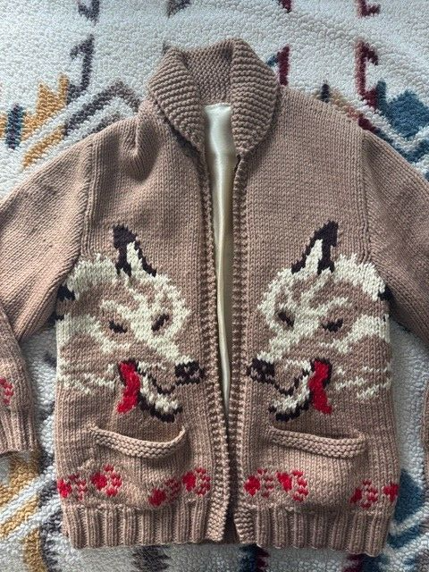RARE 1950s DOUBLE SIDED WOLF ZIP UP COWICHAN HEAVY WOOL SWEATER | eBay