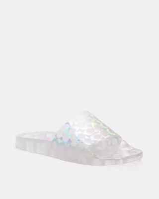 COACH Clear Iridescent Glitter Logo Jelly Pool Slides Slip  display picture 1