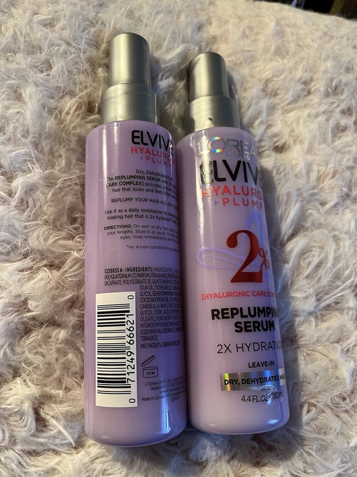 LOTE DE 2 - Suero para cabello hidratante regordete Loreal Elvive Hyaluron + regordete 4,4 oz 2 % Foto 2 de 2