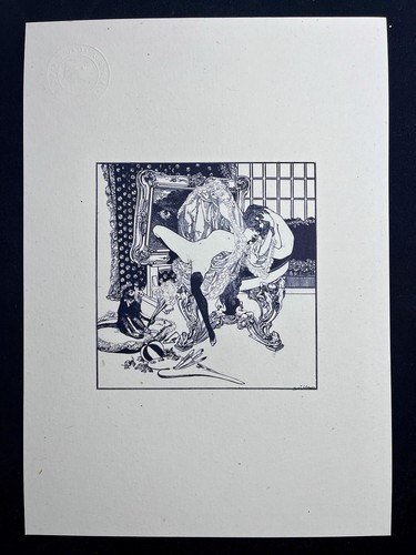 Erotischer Kunstdruck von Franz von Bayros Titel „Ooh I‘m coming“ von 1894 Wank