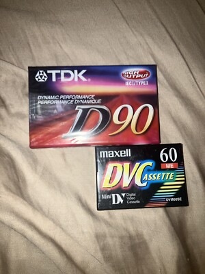 Lot 2 Cassette Tapes Maxell/ TDK Mini Dvc / D90 Audio Video Recording Blanks New