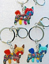 Terrier Dog Multicolor Enamel Alloy Key Ring Keychain Purse Dangle Jewelry