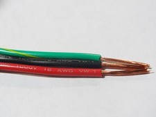 18 GAUGE WIRE RED BLACK GREEN W/ YELLOW 25' FT EACH PRIMARY AWG STRANDED COPPER