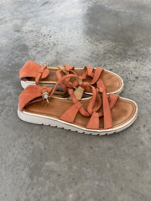 The Flexx Orange Strappy Sandals Flats Shoes Leather Size B