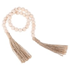 28 Inch Wood Bead Garland Home Decor with Tassels Burlywood 1 Set