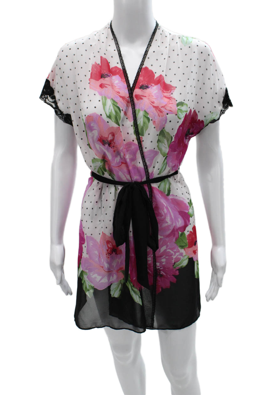 In Bloom by Jonquil Womens Lace Trim Polka Dot Floral Top White Pink SmallFree Shipping in US $100+ Orders | $6.95 Orders Below
