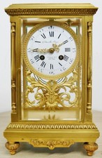 Stunning Antique French Ornate 8 Day Ormolu Gilt Brass 4 Glass Regulator Clock