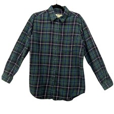 Camisa de franela Eddie Bauer para mujer talla M a cuadros con botones manga larga verde azul