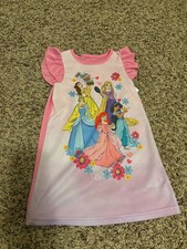 Disney Princess Nightgown 4 Pink Ariel Rapunzel Jasmine Belle Cinderella Ruffle