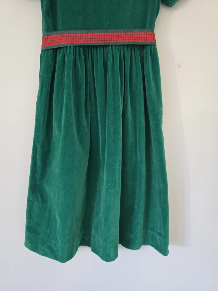 Vestido Vintage Navidad Lisa Jackson Terciopelo Verde Niñas Talla 10 Foto 2 de 4