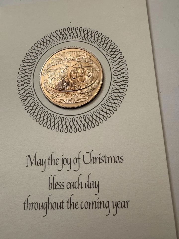 VTG 1971 Franklin Mint Christmas Card Medal Set Of Four With Album Box Envelopes - Изображение 2 из 4