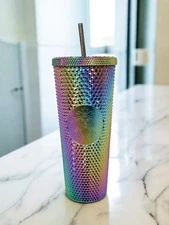 Starbucks Oil Slick Rainbow Iridescent Studded Cold Cup Tumbler 24 oz NEW W/TAGS