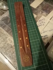 Wooden incense ash catchers/joss stick holder with brass inlay x 4