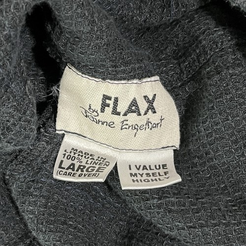 FLAX Jeanne Engelhart 100% Linen Maxi Dress Womens Large Black Gauzy Lagenlook - Picture 7 of 7