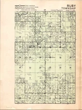 Ruby Township c1958 Chippewa County WI Plat Map TK30