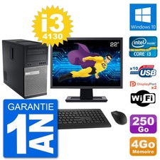 PC Tour Dell 9020 Ecran 22" Intel i3-4130 RAM 4Go Disque 250Go Windows 10 Wifi