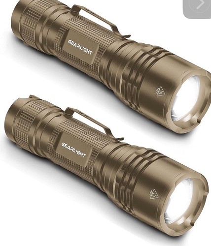 TAC LED Flashlight Pack - 2 Super Bright, Compact Tactical Flashlights with High