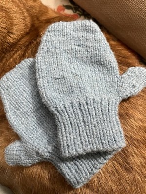 Kid s Handmade Knitted Winter Gloves For Boys Girls Age 1-4 Blue