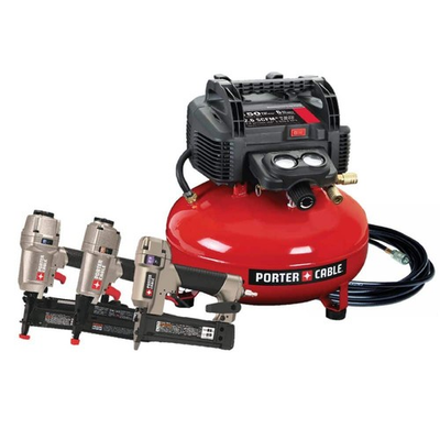 #ad Porter Cable 6 Gal 150 PSI Air Compressor Nailer Combo Kit 3 Tools $322.57
