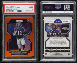 2021 Panini Prizm Orange /249 Rashod Bateman #340 PSA 9 MINT Rookie RC
