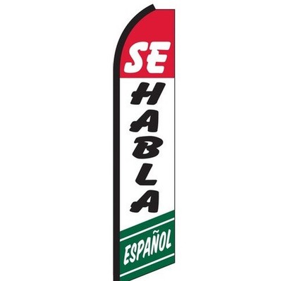 Se Habla Espanol Swooper Flag Feather Super Bow Banner 100D