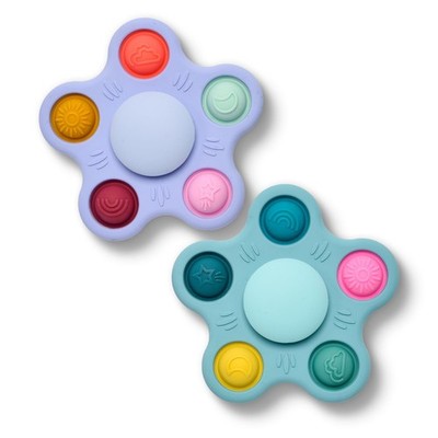 Silicone Suction Cup Spinner Toy for Babies&Toddlers   Purple+cyan-sky Style
