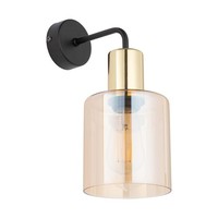 Wandlampe Stahl Glas Schwarz Gold Bernstein E27 Stilvoll B:12 Cm Wandleuchte