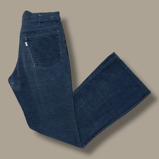 Vtg Levis Corduroy Pants 70s 80s Bootcut Flared Faded Distressed Navy Blue 30x31