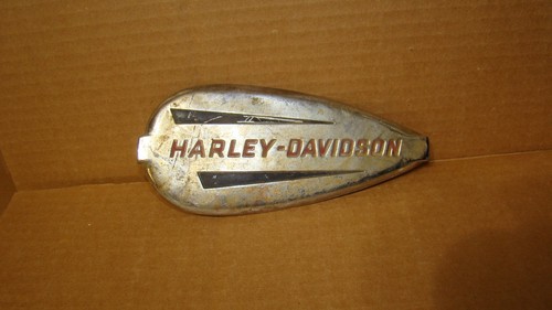 Harley Knucklehead Gas Tank Emblem Left Original OEM 1940`s