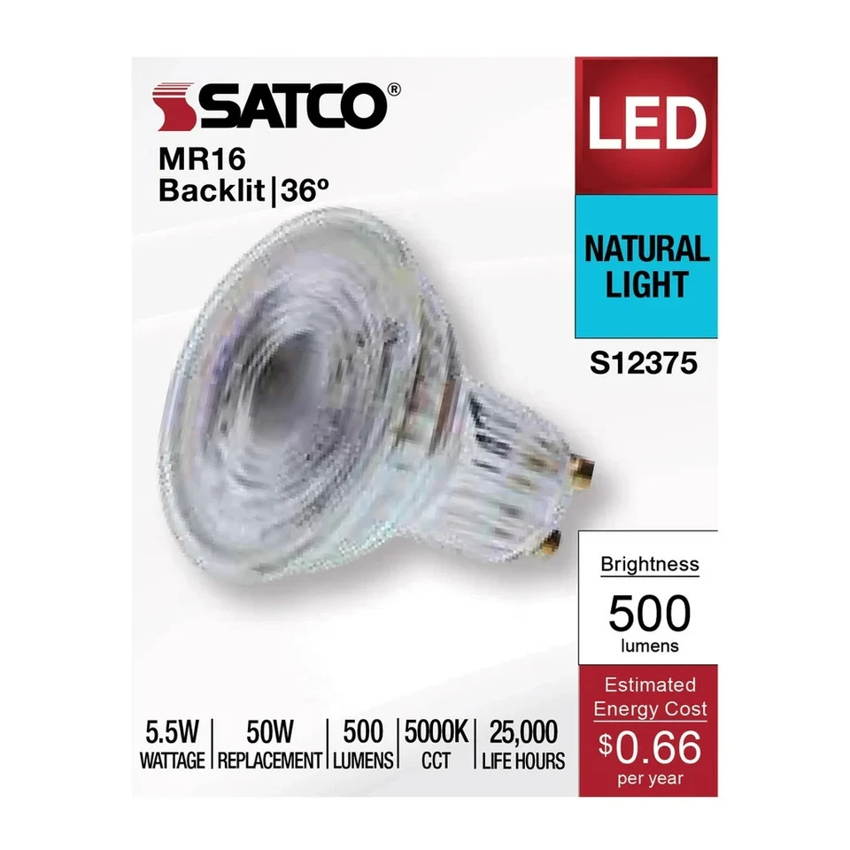 5.5 Watt MR16 LED Floodlight - 5000K CCT - GU10 Base - 120 Volt - 12-Pack - Image 4 of 4