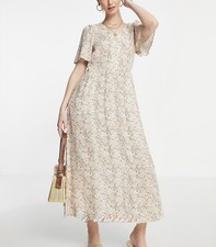 & Other Stories Paris Atelier Flutter Sleeve Floral Print Maxi Dress Size 10