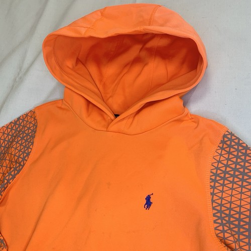 Polo Ralph Lauren Pullover Sweatshirt Hoodie Kids Size S (8) Raglan Neon Orange - Picture 2 of 6