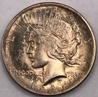 1921 Peace Dollar High Relief Silver Coin Uncirculated Rainbow Toning