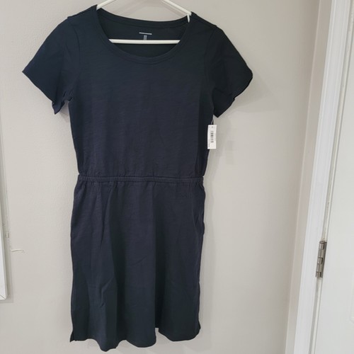 Amazon Essentials Women’s XS Black Cotton Jersey Mini Dress Elastic Waist NWT
