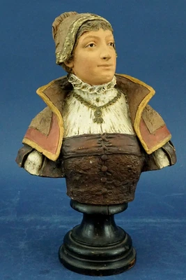 GOLDSCHEIDER Buste terre cuite Anna Bolena, sculpture, 1800 Autriche Vienne - Photo 1/4