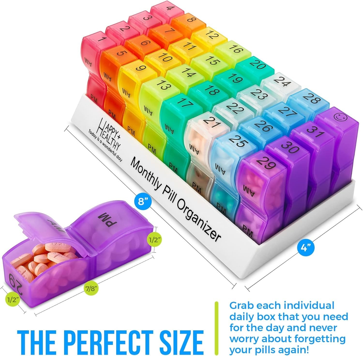 Effortless Medication Management - 31-Day AM/PM Pill Organizer with Locking Lids