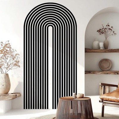 Boho Mid-Century Modern Wall Decals Peel and Stick, Archs Sun Vinyl Wall Deco...