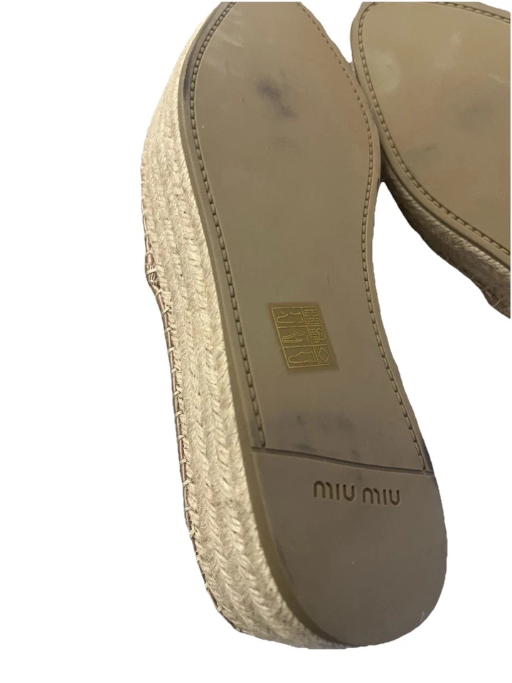 全新 正品 MIU MIU 普拉达 玫瑰金 水晶 夏季 ESPADRILLES 41 意大利。 — 第 4/4 张图片